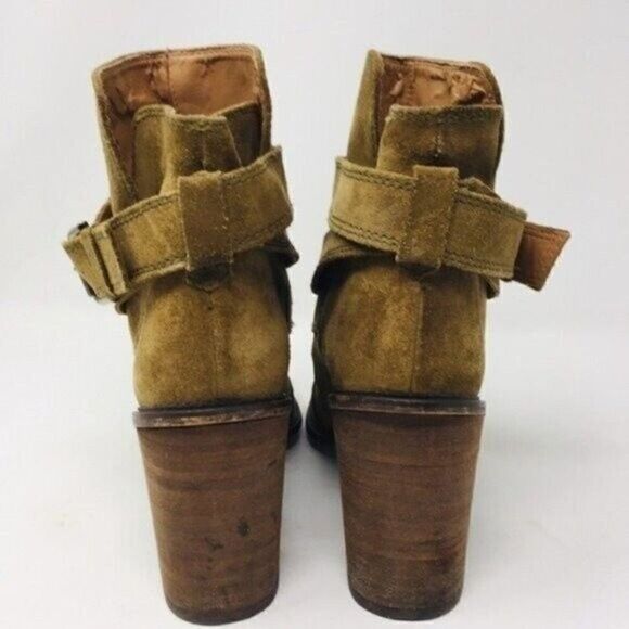 Zara womans suede leather ankle boots EU 38 BoxT Brown Heels Bohemian - Picture 3 of 7